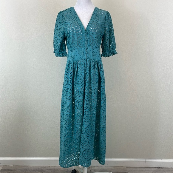 Sundance Dresses & Skirts - Sundance teal eyelet maxi dress size medium